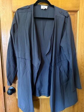 T2love Open-Front Trench Coat in Slate Blue